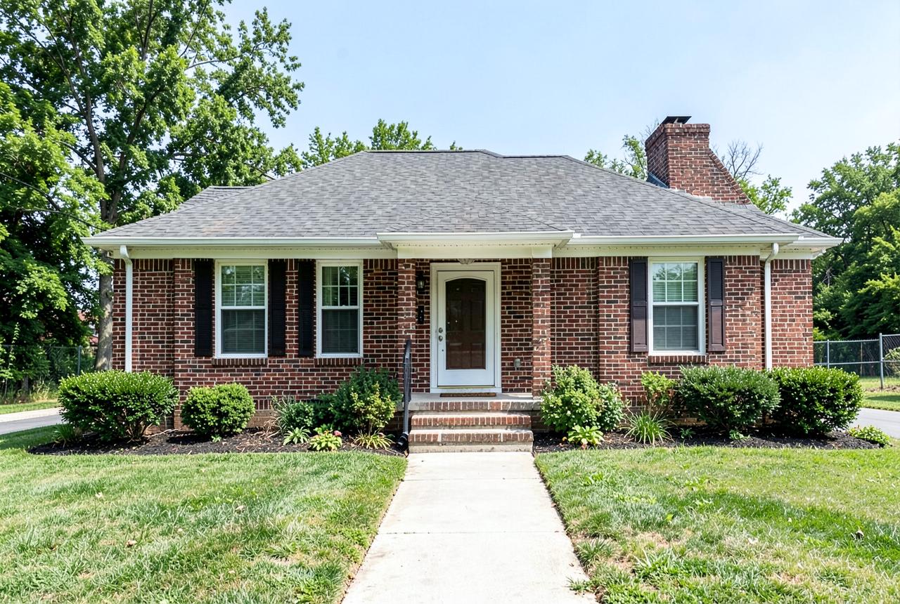 Brick single-family rental home in a U.S. residential neighborhood